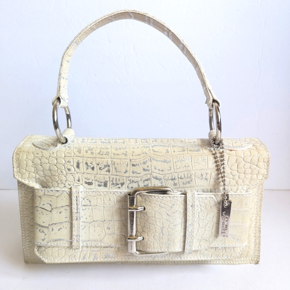 Tosca Blu Handbag Croc Embossed Leather w/ hints of Metallic Silver - Picture 14 of 14